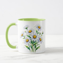 Eu amo margaridas. Aquarelas. Caneca