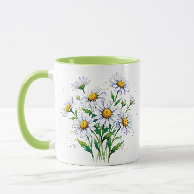 Eu amo margaridas. Aquarelas. Caneca (Esquerda)