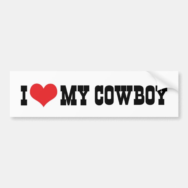 Eu Amo Meu Adesivo de Para-choque de Cowboy (Frente)
