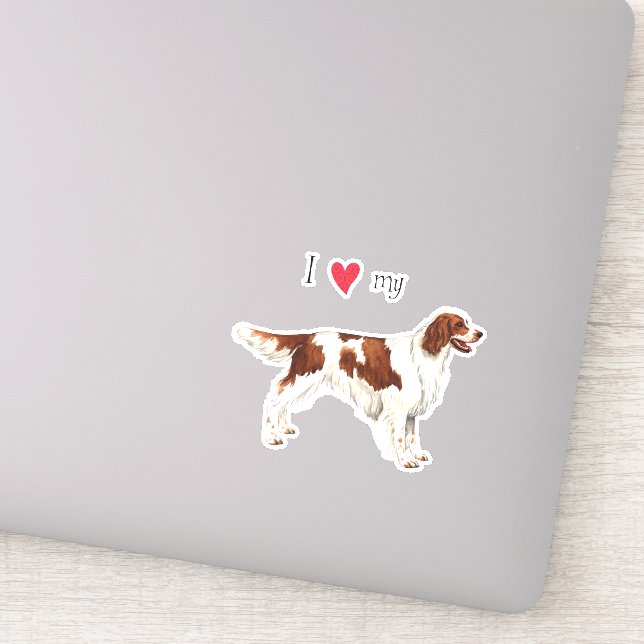 Eu amo meu adesivo irlandês vermelho e branco (Detalhe)