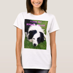 Eu amo meu border collie - camisa da boneca das