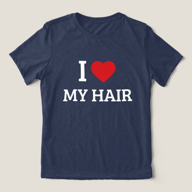 "Eu Amo Meu Cabelo" Camiseta Gráfica com Coração (Design frontal)