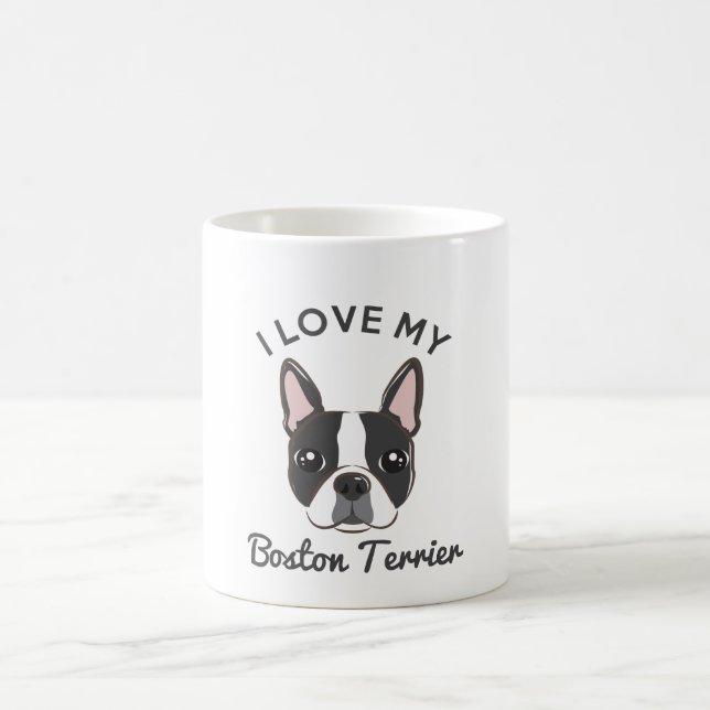 "Eu amo meu caneca de café de Boston Terrier" (Centro)
