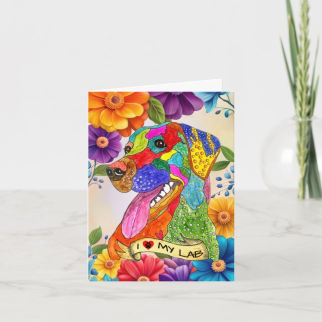 Eu Amo Meu Cartão De Saudação De Retriever De Labr (Frente)