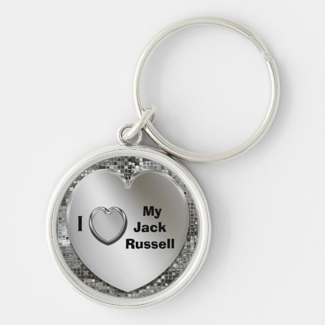 Eu amo meu chaveiro do coração de Jack Russell (Frente)
