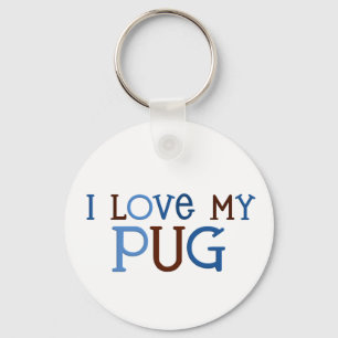 Eu amo meu chaveiro do pug