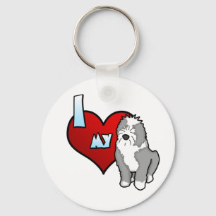 Eu amo meu chaveiro inglês velho do Sheepdog