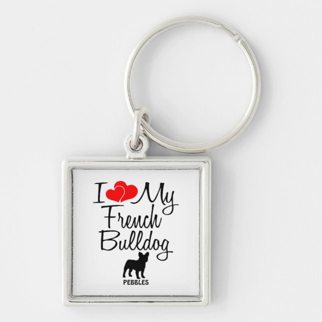 Eu Amo Meu Chaveiro Personalizado De Buldogue Fran (Frente)