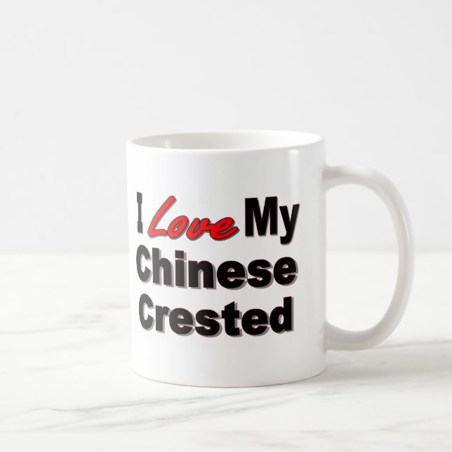 Eu amo meu chinês Crested a caneca de café tomada (Direita)