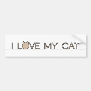 EU AMO MEU GATO Adesivo de Para-choque Minimalista