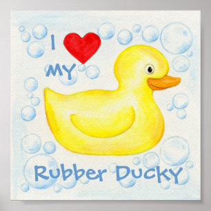Eu amo meu impressão Ducky de borracha da arte