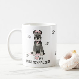 Eu Amo Meu Mini Schnauzer Caneca de Café Rosa