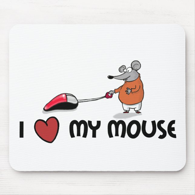 Eu amo meu mousepad cartooned rato (Frente)