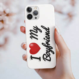 Eu Amo Meu Namorado texto preto fofo capa de iPhon