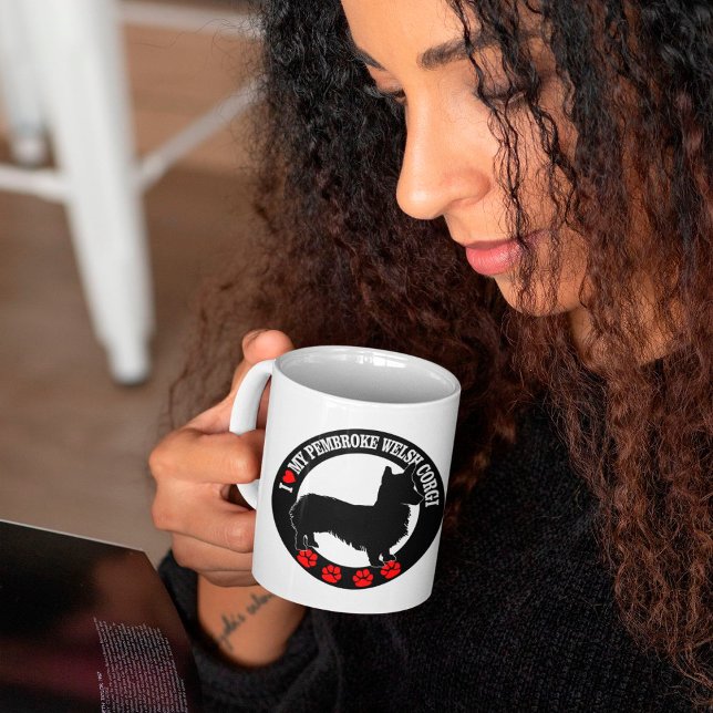 Eu Amo Meu Pembroke Welsh Corgi Caneca de Café (Criador carregado)