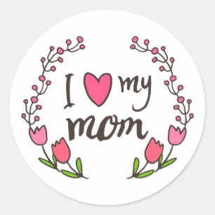Eu amo meu selo feliz da etiqueta do dia das mães