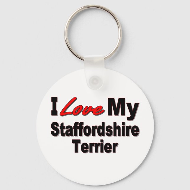 Eu Amo Meu Staffordshire Terrier Chaveiro (Frente)