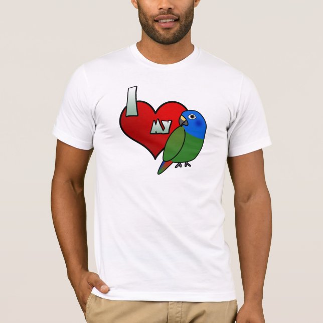 Eu amo meu t-shirt dirigido azul de Pionus (Frente)