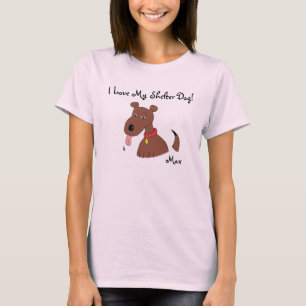 Eu amo meu t-shirt do cão de Brown do cão do