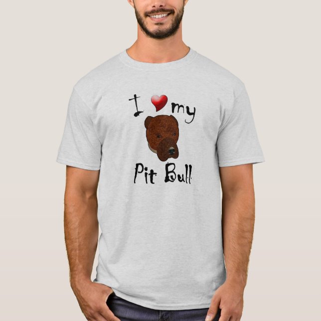 Eu amo meu t-shirt do pitbull (Frente)