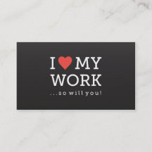 Eu Amo Meu Trabalho Cartão de visita Negro
