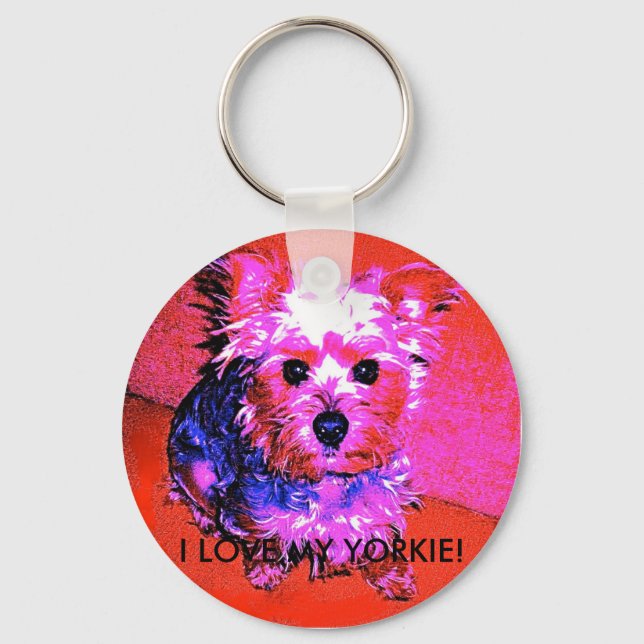 EU AMO MEU YORKIE! Chaveiro DA SÉRIE PINK E AZUL (Frente)