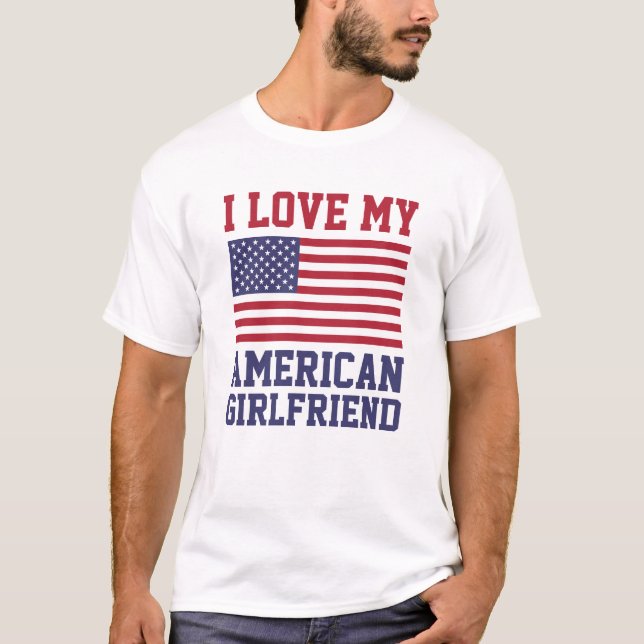 Eu amo meus t-shirt americanos do namorada (Frente)