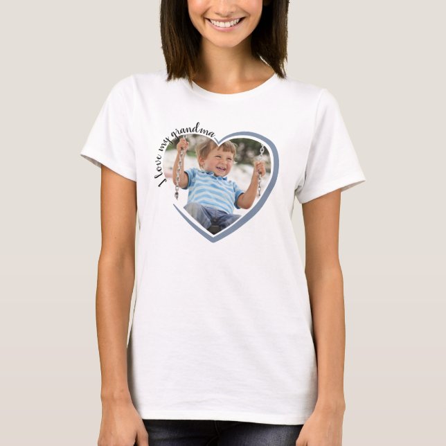 Eu Amo Minha Avó Foto De Coração T-Shirt (Frente)