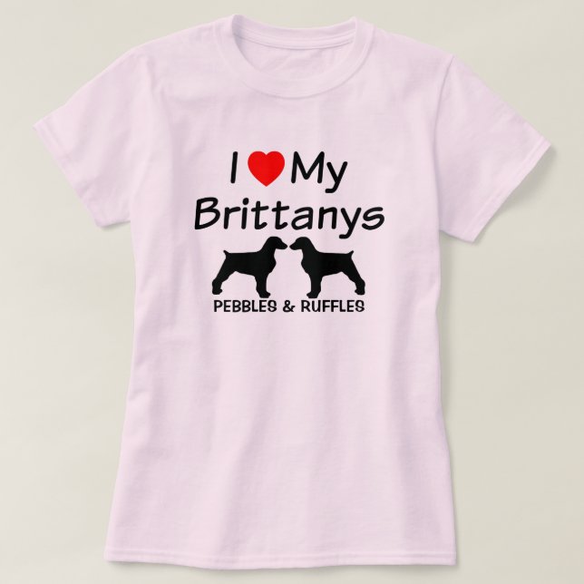 Eu Amo Minha Camisa De Cachorros Brittany (Frente do Design)
