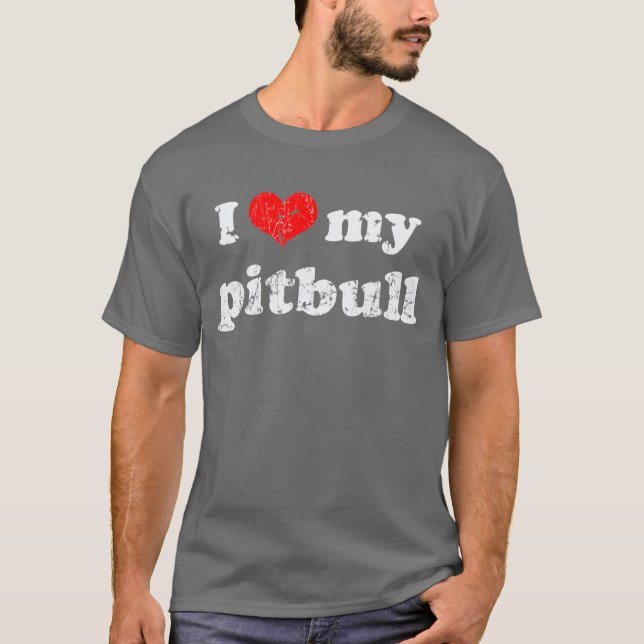 Eu amo minha camisa do pitbull t (Frente)