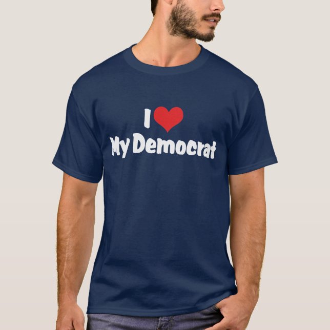 Eu Amo Minha Camiseta Preta Democrata (Frente)