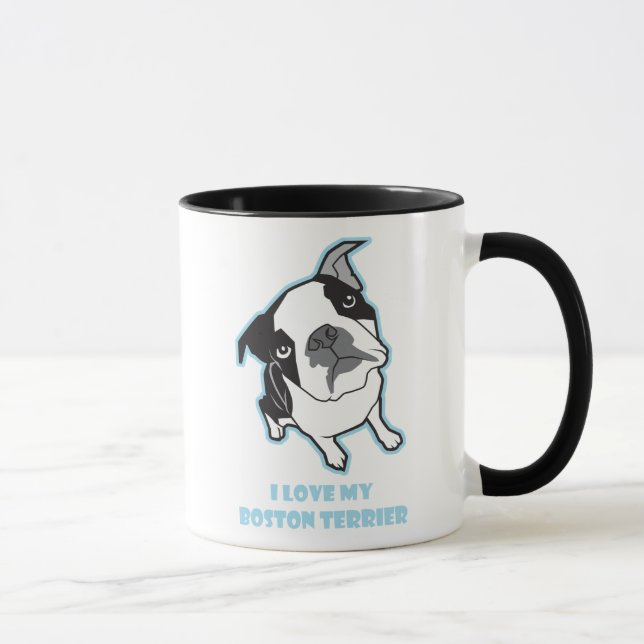Eu amo minha caneca de Boston Terrier (Direita)