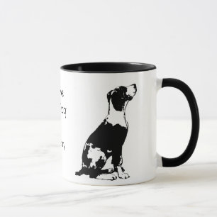 Eu amo minha caneca de café preto e branco do cã