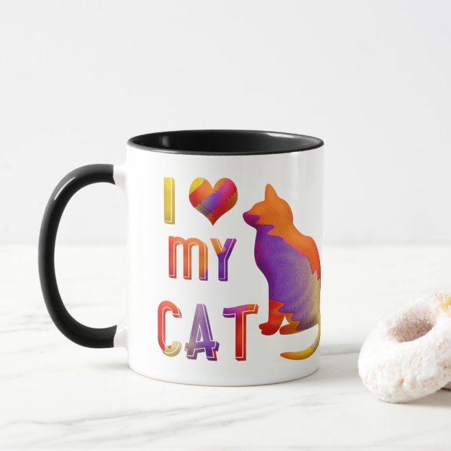 Eu amo minha caneca de gato (Com Donut)