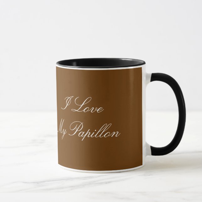 EU AMO MINHA caneca de PAPILLON (Direita)