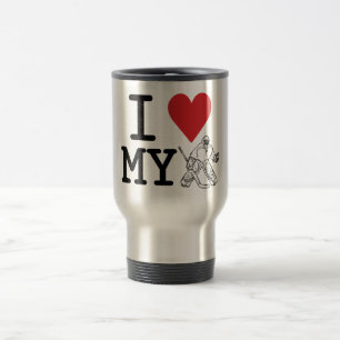 Eu amo minha caneca de viagem do Goalie do hóquei