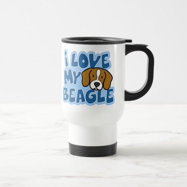 Eu amo minha caneca de viagem do lebreiro (Direita)