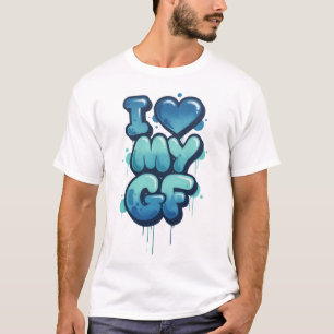 Eu Amo Minha Garota Camiseta Bolha Azul de Amor