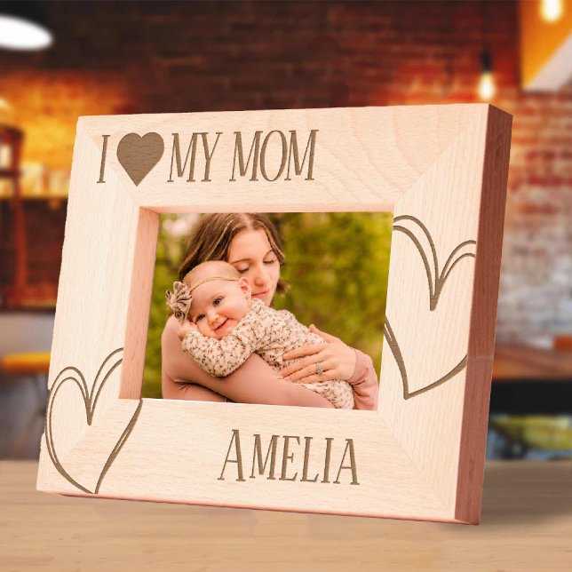 Eu amo minha mãe, quadro de imagem de dia de as mã (I Love my mom mothers day picture frame Engraved Frames)