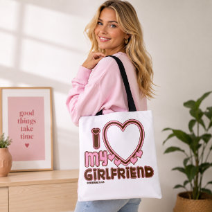Eu Amo Minha Namorada Bolsa Marrom Rosa Tote