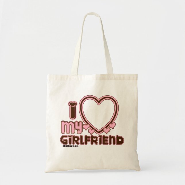 Eu Amo Minha Namorada Bolsa Marrom Rosa Tote (Frente)