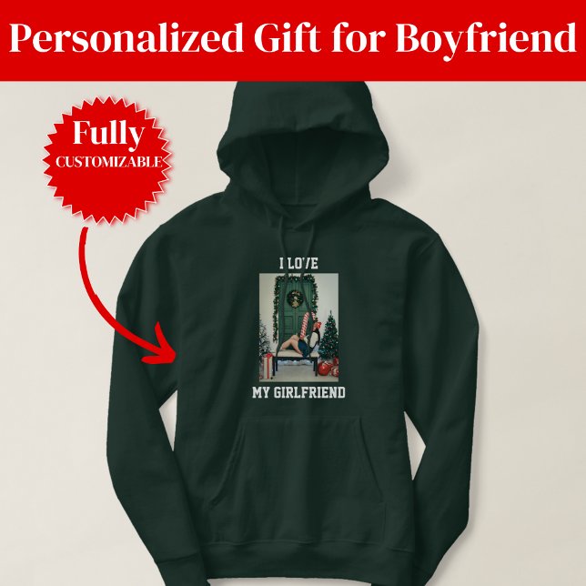 Eu Amo Minha Namorada Foto Pulôver Com Capuz (I Love My Girlfriend Photo Pullover Hoodie)