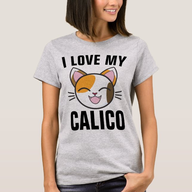 EU AMO MINHAS T-Shirts DE GATO CALICO (Frente)