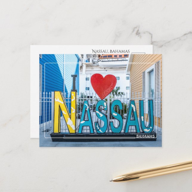 Eu Amo Nassau Bahamas Cartão Postal (Frente/Verso In Situ)