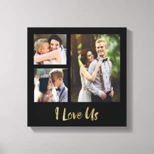 Eu amo-nos canvas Dourados do casamento do roteiro