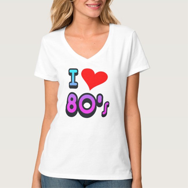 EU AMO o 80' camisa retro dos anos 80 T do (Frente)