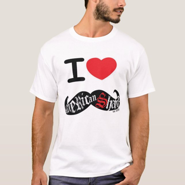 Eu amo o bigode Est do Shave americano. T-shirt (Frente)