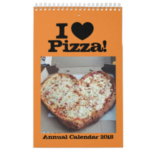 Eu amo o calendário anual 2018 da pizza