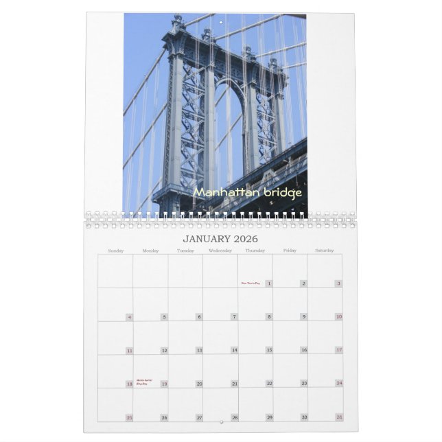 Eu amo o calendário de New York (Jan 2026)