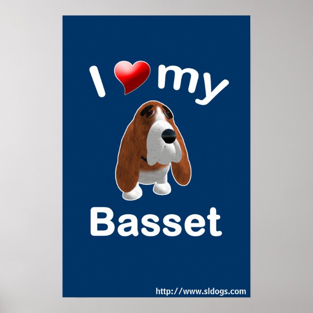 Eu Amo O Meu Poster De Basset (Frente)